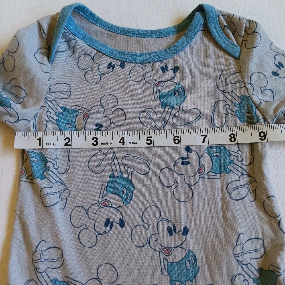Mickey Mouse Sz 12M Long Sleeve Onesie - Gray and Blue